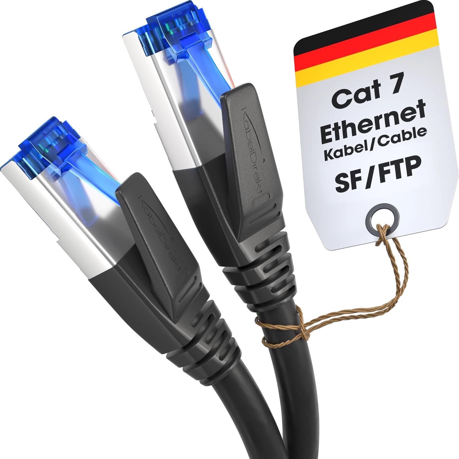 Alternative view of – Cat 7 Ethernet Kablosu, kırılmaya dayanıklı – 20m – 10 Gbit Ağ, 0,25-30m arasında mevcut (Yüksek hızlı ağlar için yama kablosu, PC, Anahtar/Yönlendirici/Modem,, siyah)