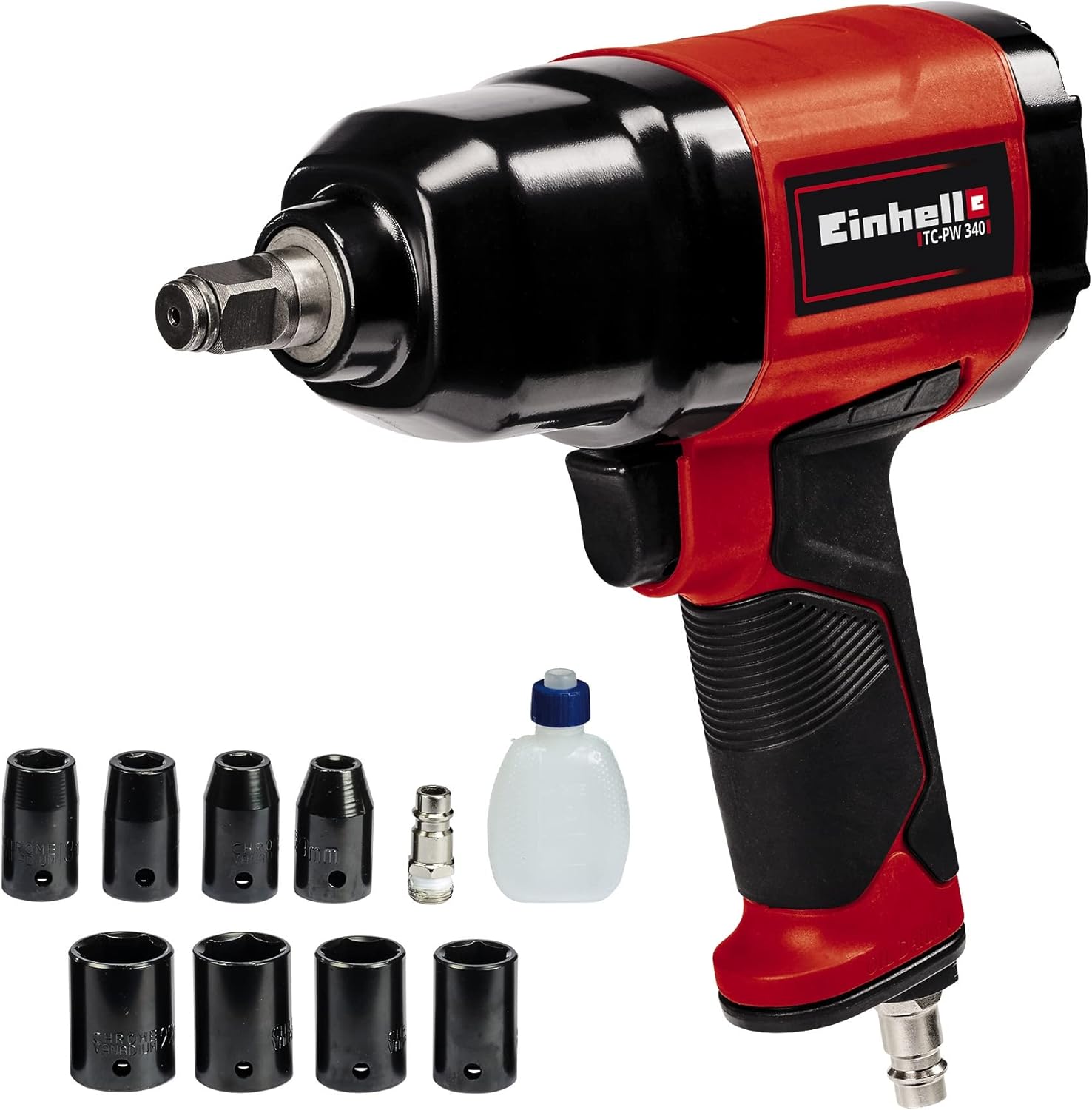 Havalı Darbeli Somun Sıkma TC-PW 340 (Maks. tork 340 Nm, sağ/sol dönüş, kauçuk kaplı sap, 8 lokma, boş yağ şişesi ve nipel dahil) - 4138950 - Görsel 3