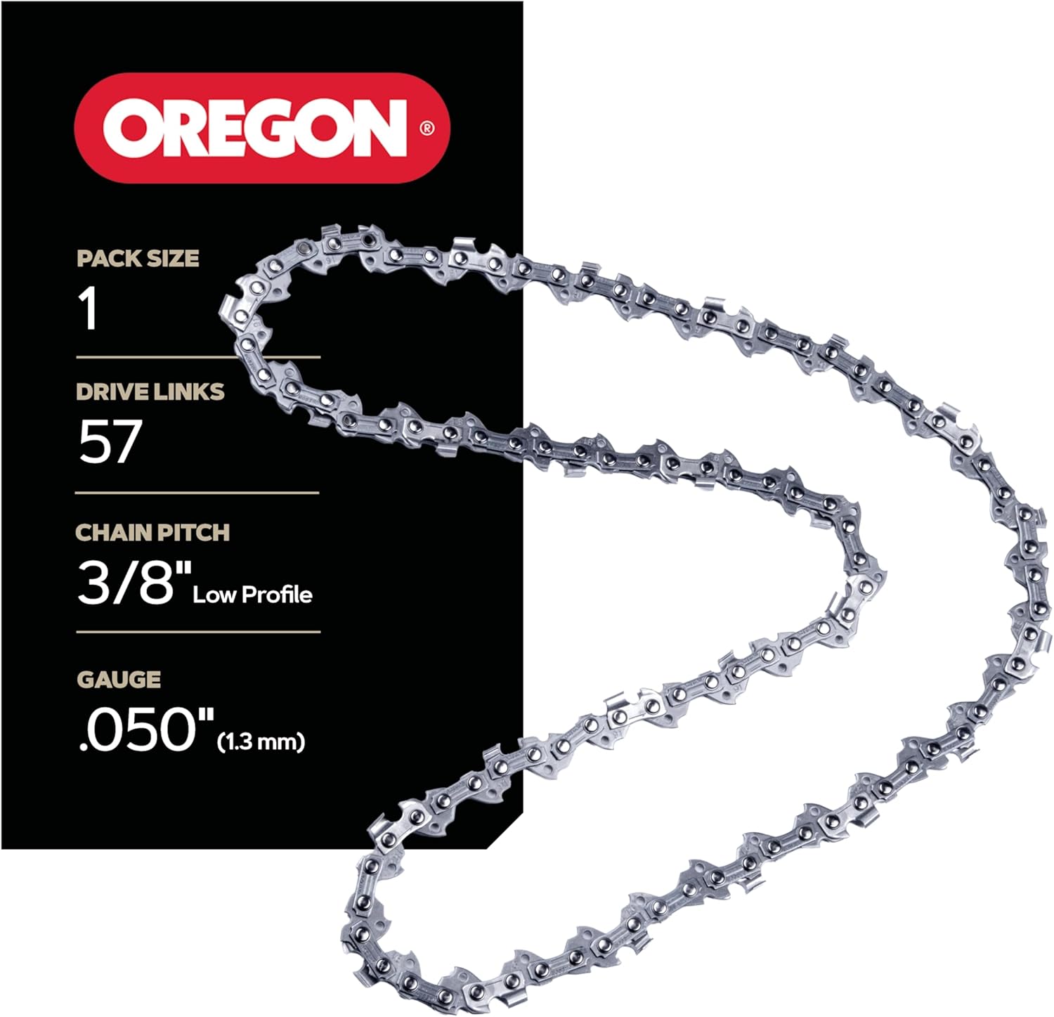 Oregon S57 AdvanceCut 16 inç Kılavuz Çubuğu için Yedek Motorlu Testere Zinciri, 57 Tahrik Bağlantısı, Adım: 3/8 inç Düşük Profil, Düşük Titreşim, 127 cm Ölçü