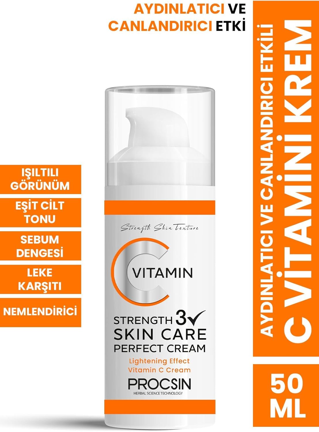 Aydınlatıcı ve Canlandırıcı Etkili C Vitamini Krem 50 ML