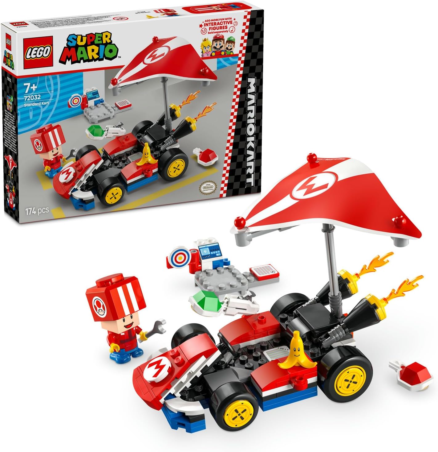 Super Mario: Mario Kart – Standart Kart 72032, 7 Yaş ve Üzeri Erkek ve Kız Çocukları için Yaratıcı Oyuncak Yapım Seti, Toad Figürü ve Fazlası, Doğum Günü Hediyesi (174 Parça)