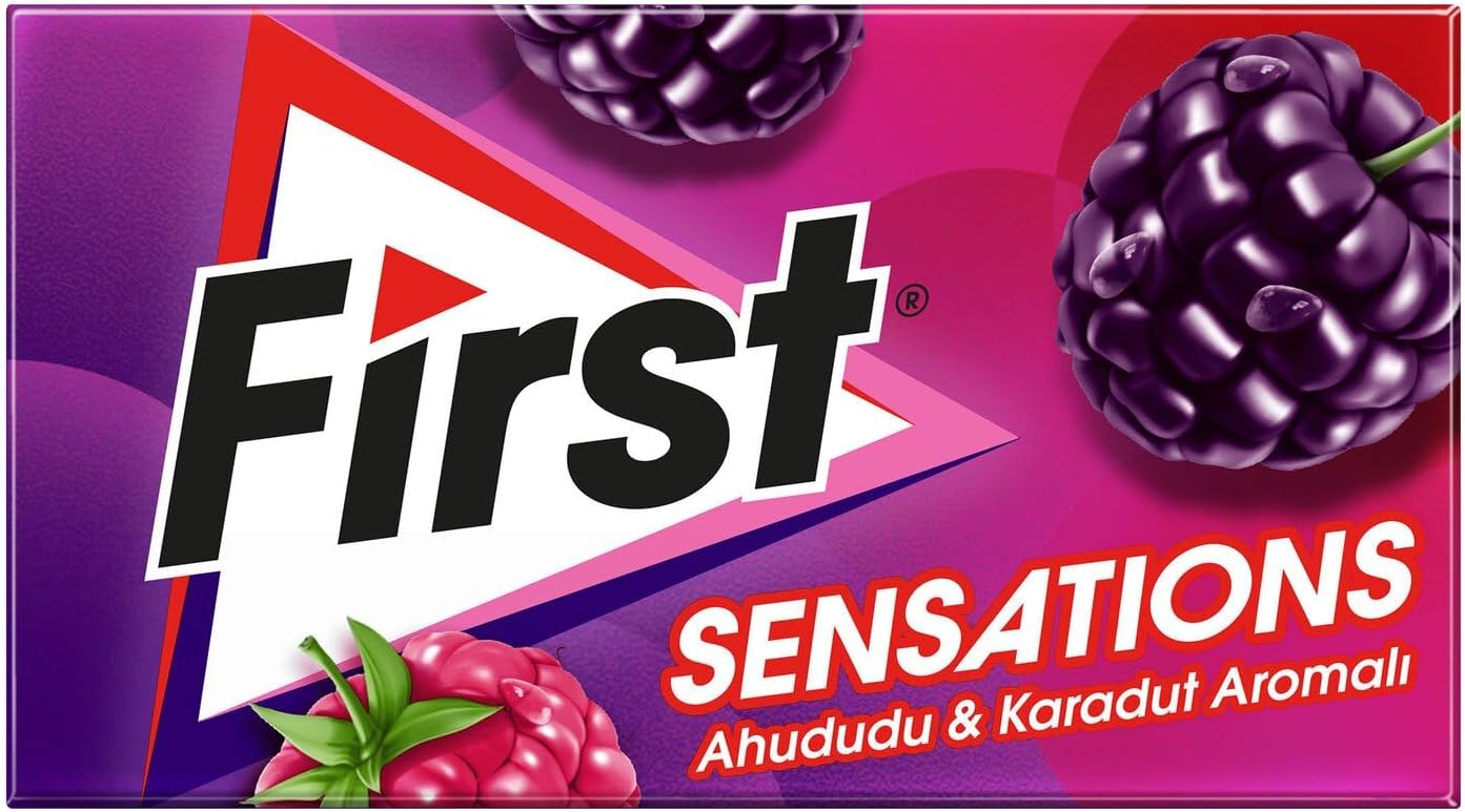 First Sensations Ahududu Karadut Aromalı Şekersiz Sakız 27 gr