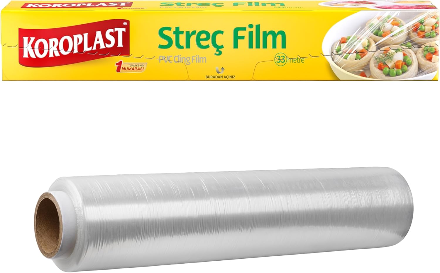 Alternative view of Streç Film 33 metre, Şeffaf Gıda Saklama Streci BPA İçermez, Koku Hapsi, Kapak Görevi Gören Pratik Kullanım, Taze Kahvaltılık, Yemek, Meyve ve Sebze Saklama için Kullan At Streç Film 33 mt