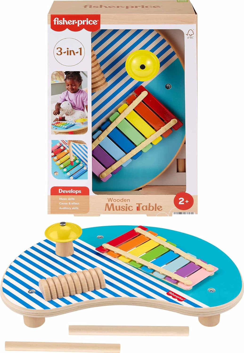 Ahşap Müzik Keyfi 3 ahşap parçadan oluşan Ahşap Müzik Keyfi ve oyuncak perküsyon enstrümanları HXT91 - Görsel 3