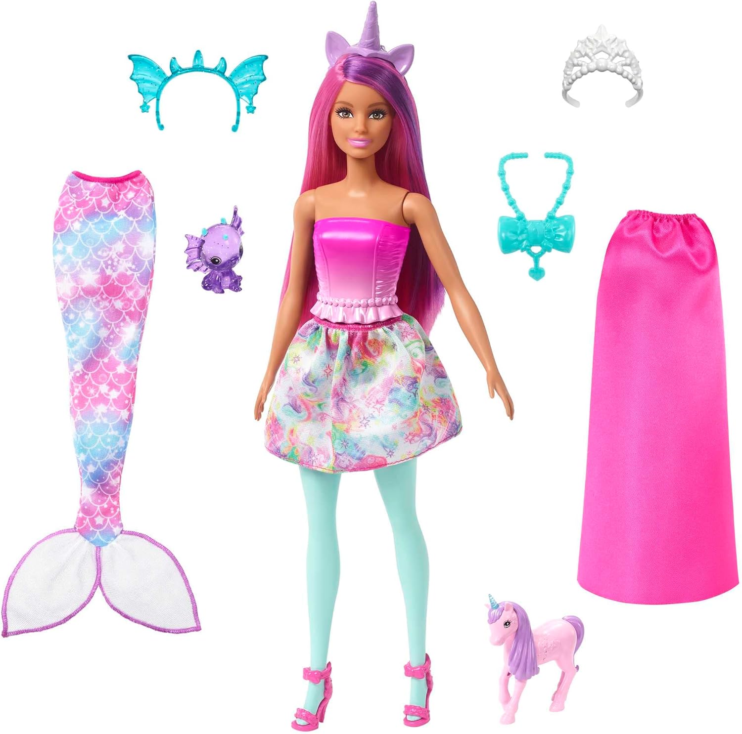 ™ Dreamtopia Bebek ve Aksesuarlar Bebek ve evcil hayvanları, kıyafetli bebek, deniz kızı kuyruğu ve etek HLC28
