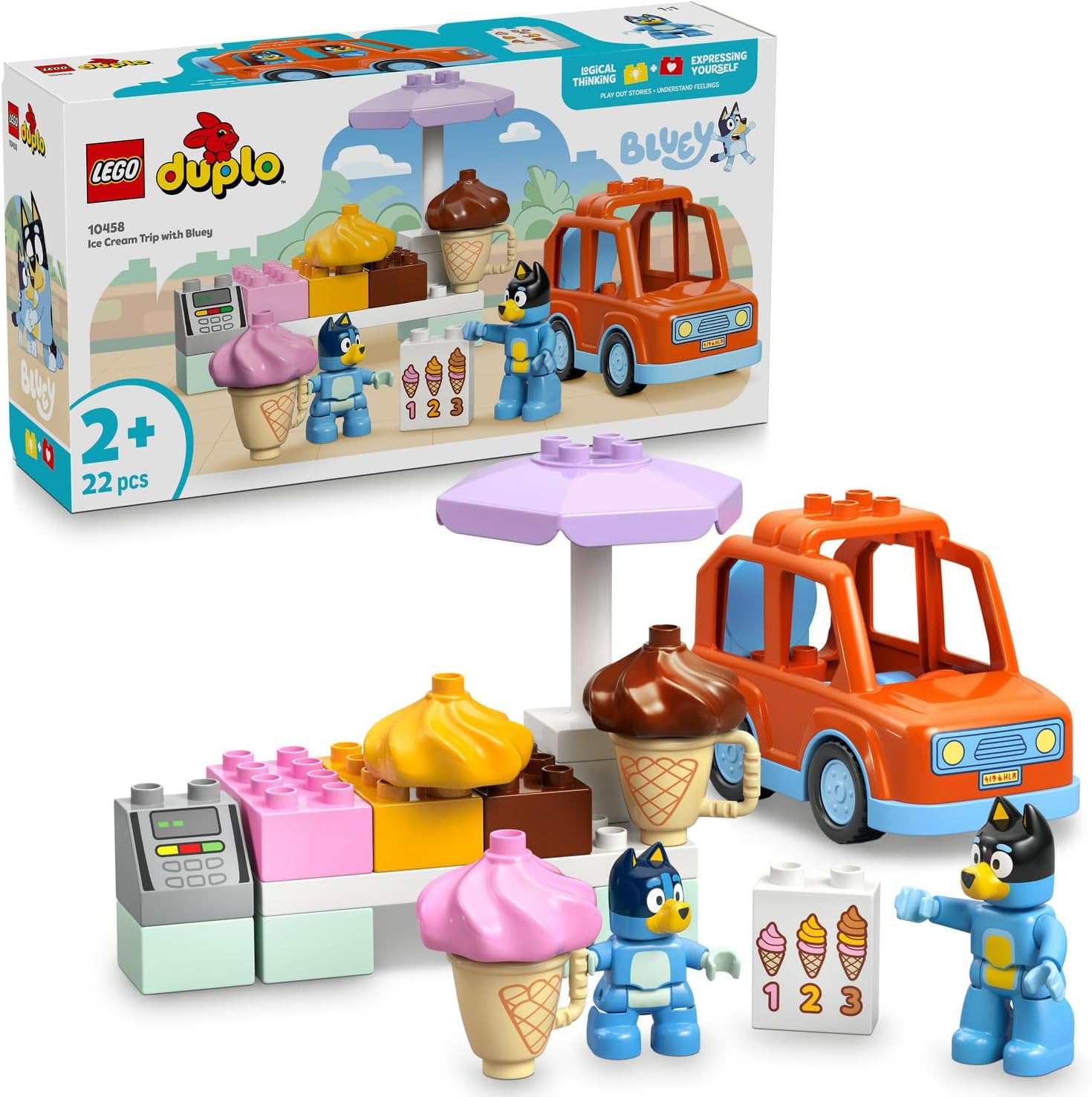 Bluey ile Dondurma Gezisi 10458-2 Yaş ve Üzeri Çocuklar için Araçlı Rol Oyunu Sunan Yaratıcı Yapım Seti, Doğum Günü Hediye Fikri (22 Parça) - Görsel 3