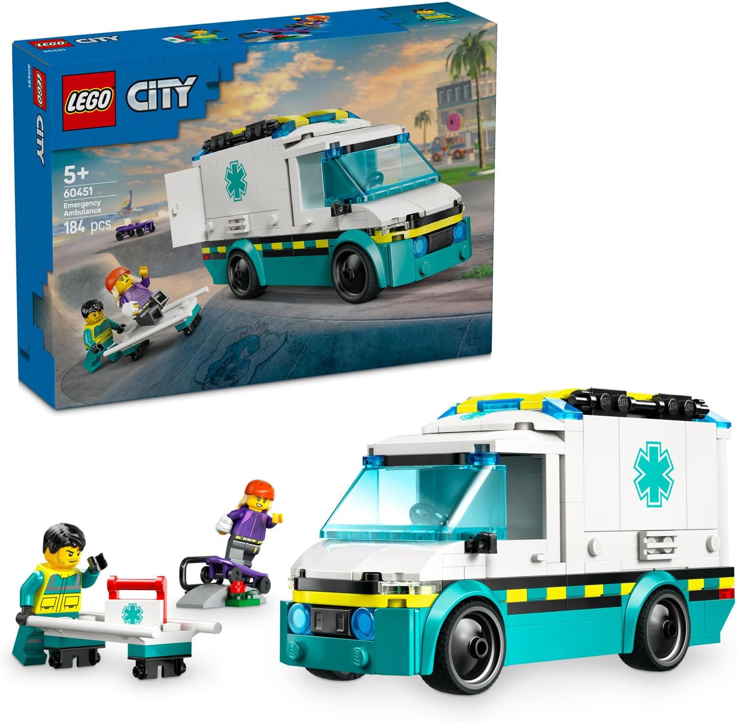 City Acil Yardım Ambulansı 60451 - Model Araç Seven 5 Yaş Üzeri Çocuklar için Yaratıcı Oyuncak Yapım Seti, Doğum Günü Hediyesi (184 Parça)