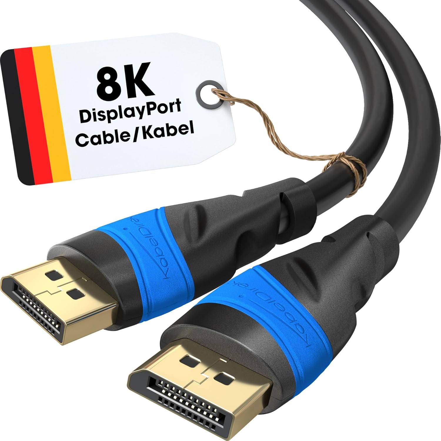 Alternative view of – 8K DisplayPort Kablo – 2m – DP Kablosu, Almanya’da geliştirilmiştir – 0,5-10m arasında mevcuttur (PC/Laptop için Display Port Monitör Kablosu, 8K/4K@60Hz, 144Hz, Dolby Audio, siyah)