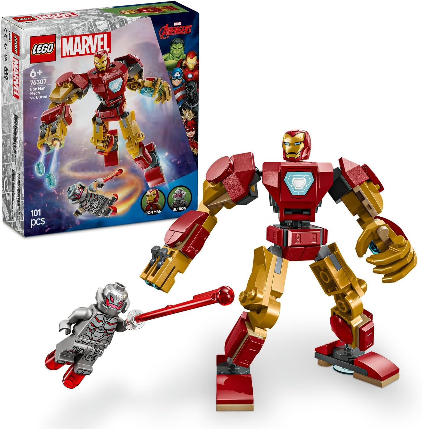 Alternative view of Iron Man Robotu, Ultron’a Karşı 76307-6 Yaş ve Üzeri Süper Kahraman Sevenler için Yaratıcı Oyuncak Yapım Seti, Doğum Günü Hediyesi (101 Parça)
