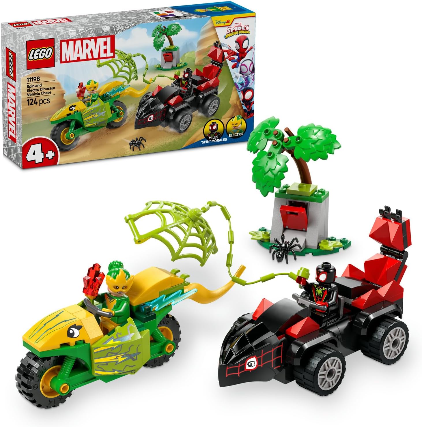 | Spidey ve İnanılmaz Arkadaşları Spin ve Electro Dinozor Aracı Takibi 11198-4 Yaş ve Üzeri Erkek ve Kız Çocuklar için Yaratıcı Oyuncak Yapım Seti (124 Parça) - Görsel 3