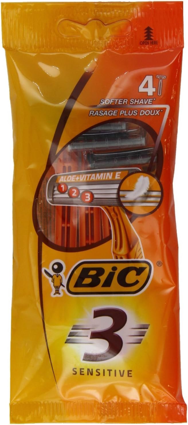 Alternative view of BIC 3 Sensitive Erkek Tıraş Bıçağı 4'lü Poşet (1 x 4 Adet), 3 Bıçaklı, Aloe ile Zenginleştirilmiş Kayganlaştırıcı Jel Şerit