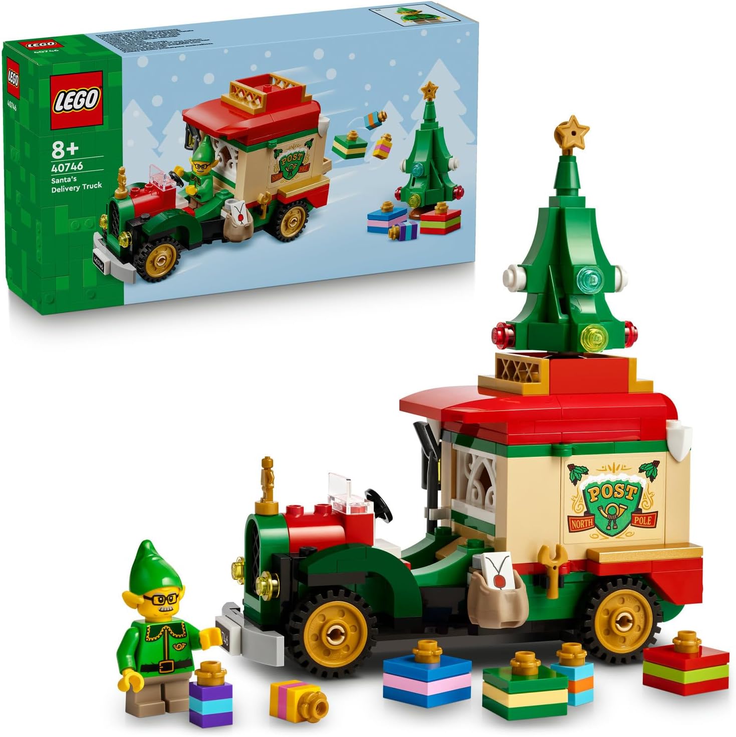 Baba’nın Dağıtım Kamyonu 40746 – 8 Yaş ve Üzeri Çocuklar için Yılbaşı Hediyeleri, Elf Minifigürü ve Aracın Üstüne Takılabilen Mini Yılbaşı Ağacı içeren Oyuncak Yapım Seti (224 Parça) - Görsel 3