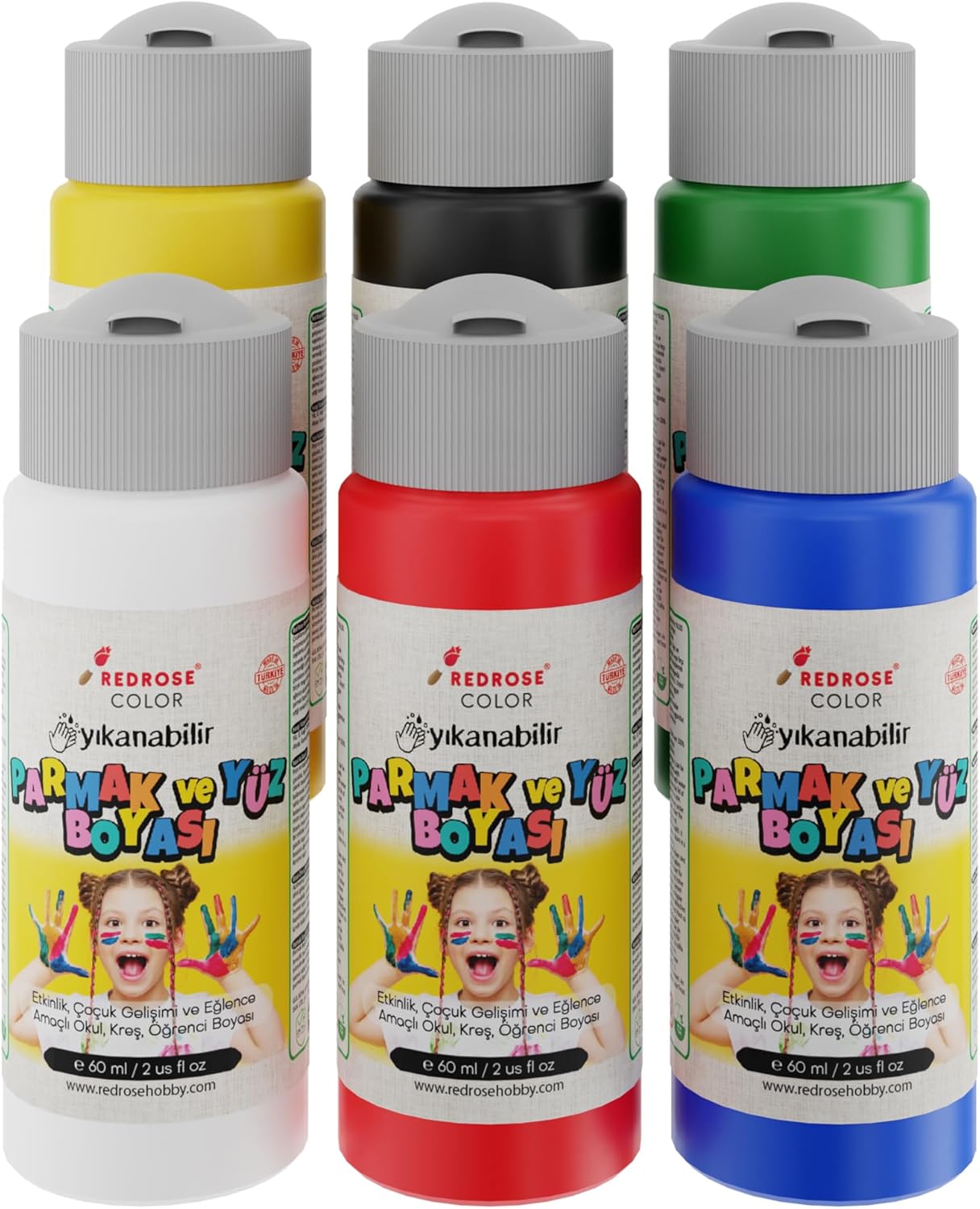 Ana Renkler Parmak Boyası 6'lı Set 6x60ml