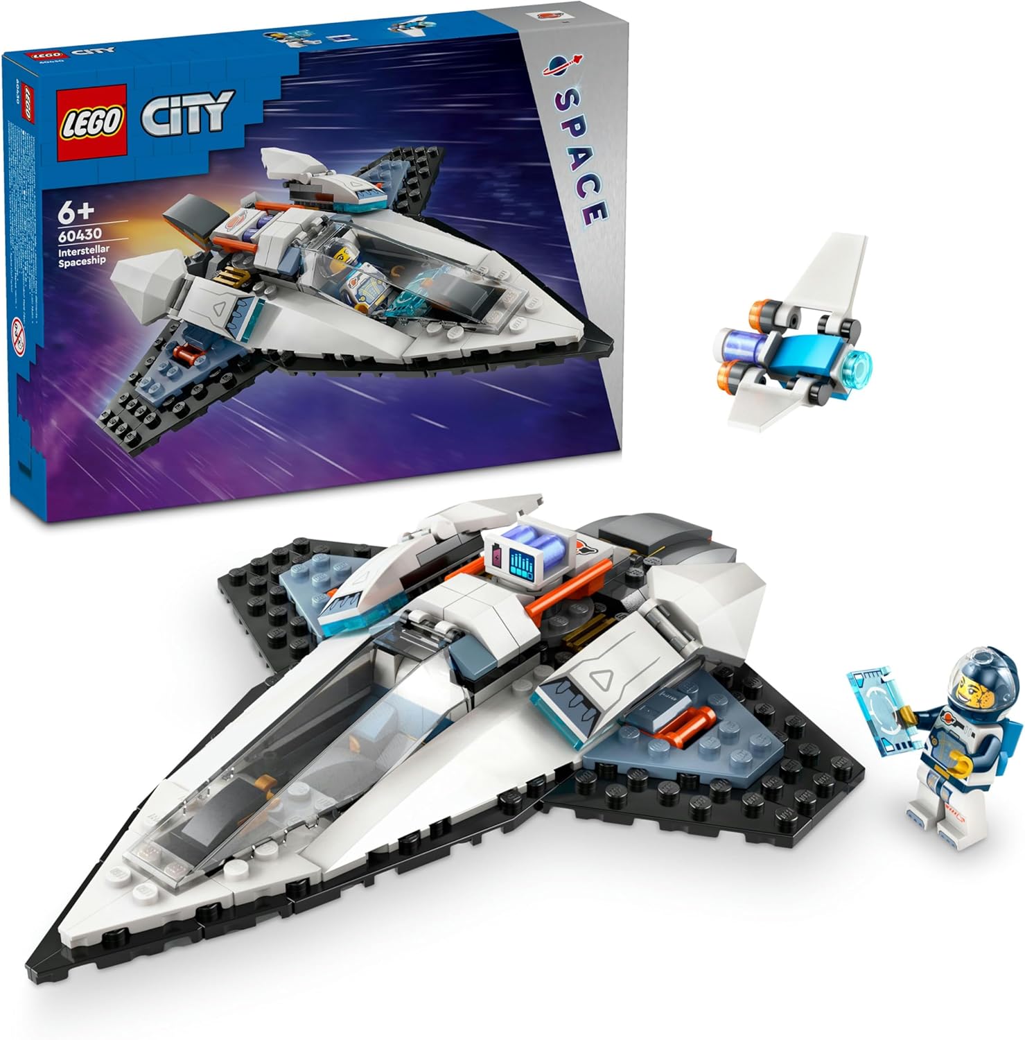 City Yıldızlararası Uzay Gemisi 60430-6 Yaş ve Üzeri Kız ve Erkek Çocukları için Astronot Minifigürü İçeren Yaratıcı Oyuncak Seti, Çocuklar için Doğum Günü Hediyesi Fikri (240 Parça)