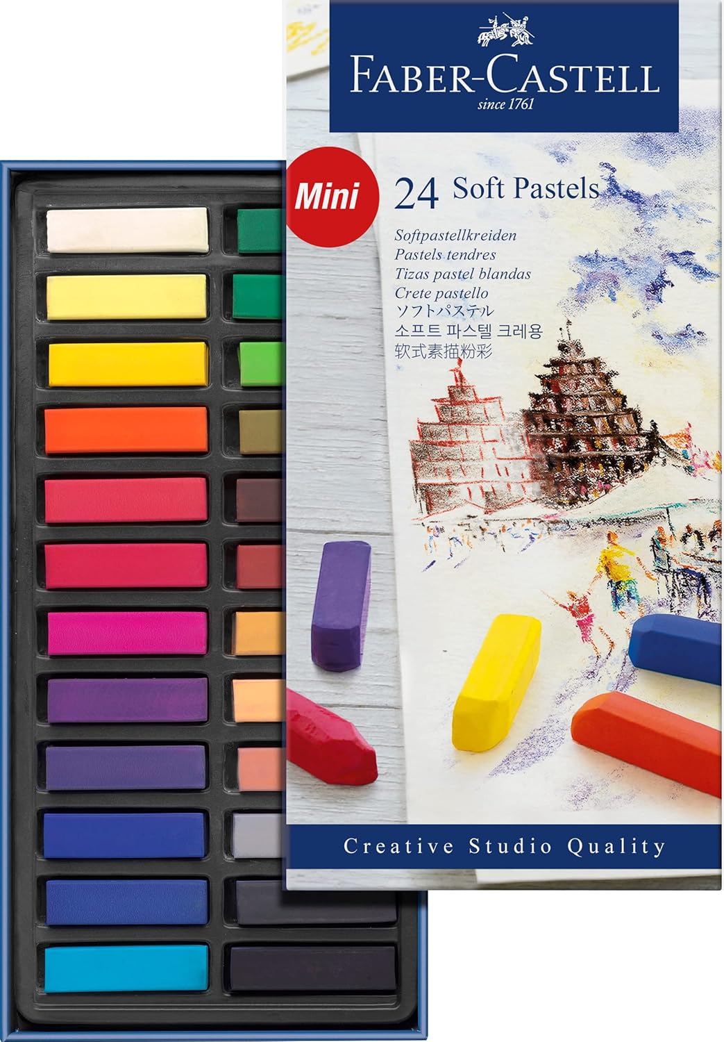 Studio Mini Toz Pastel Boya, 24 Renk, Yarım Boy, Yüksek Pigment, Parlak Renkler, Fiksatif Uyumlu, Tebeşir Bazlı Soft Pastel