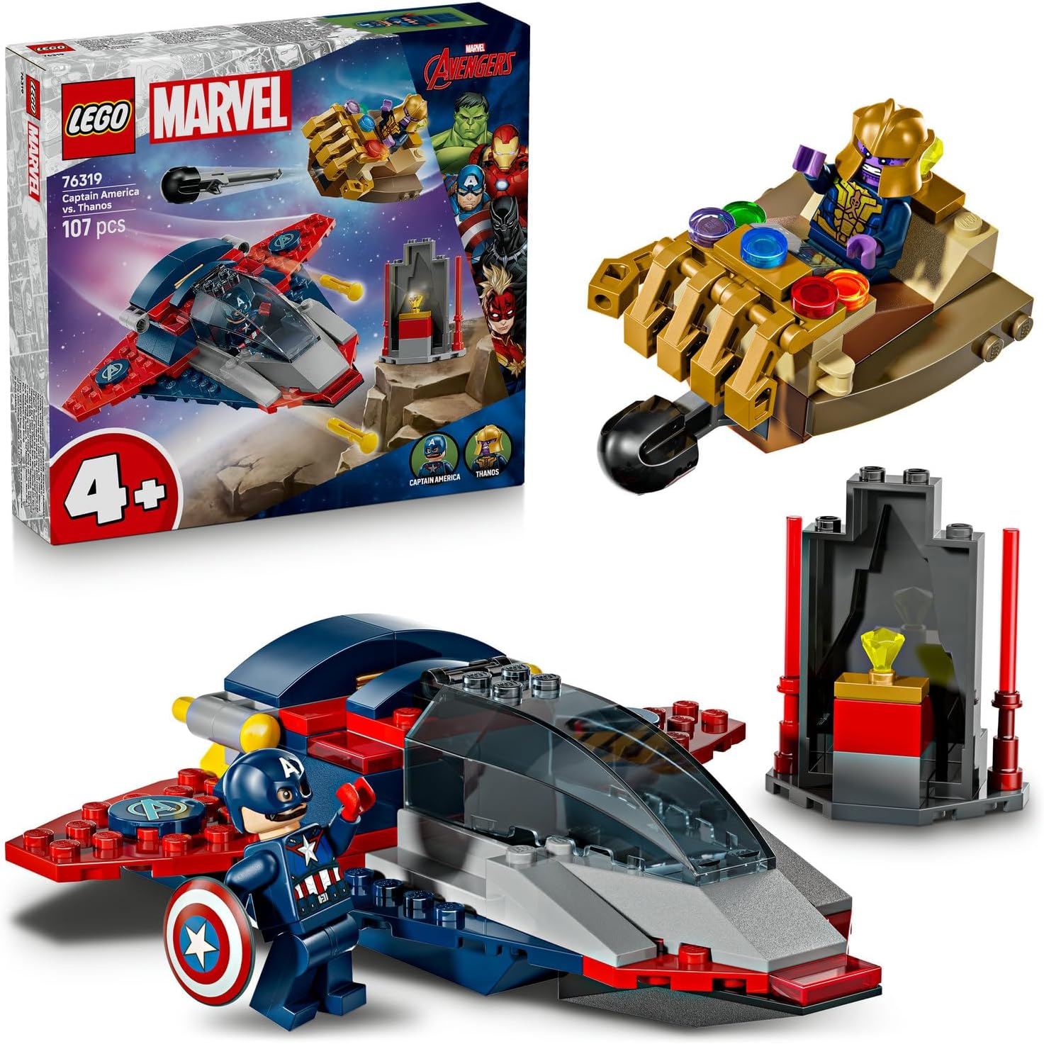 Alternative view of ǀ Kaptan Amerika, Thanos'a Karşı 76319 – 4 Yaş ve Üzeri Süper Kahraman ve Uzay Gemisi Hayranı Çocuklar için Eğlenceli Oyunlar Sunan Minifigürlü Yapım Seti, Harika Hediye Fikri (107 Parça)