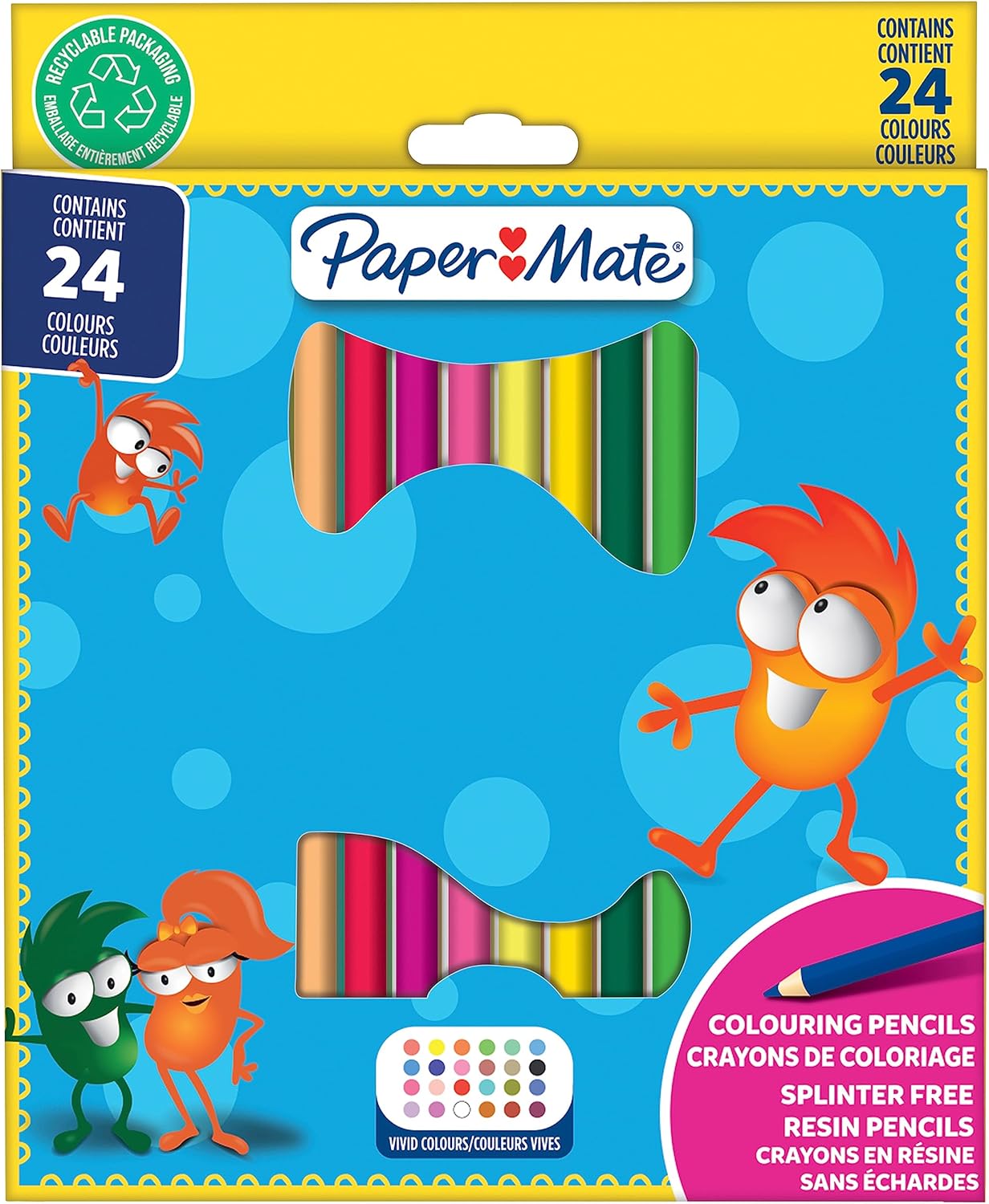 Alternative view of PAPER MATE çocuk boya kalemi Önceden kesilmiş renkli kalemler, Renk çeşitliliği, 24 kalem