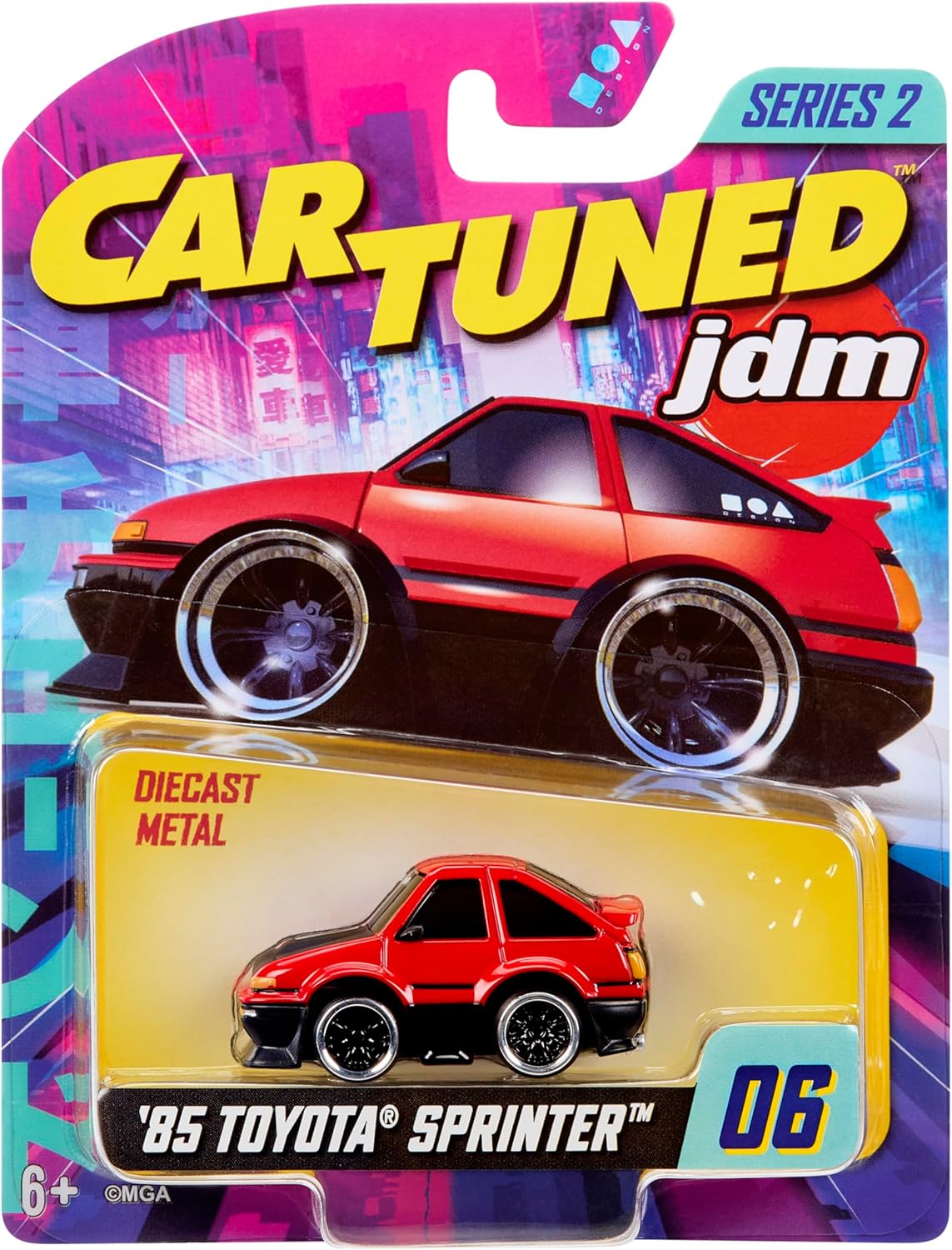 CarTuned JDM Seri 2 1985-87 Sprinter Trueno GT-Apex AE86, Siyah Kırmızı, Diecast Metal Oyuncak Araba, - Görsel 3