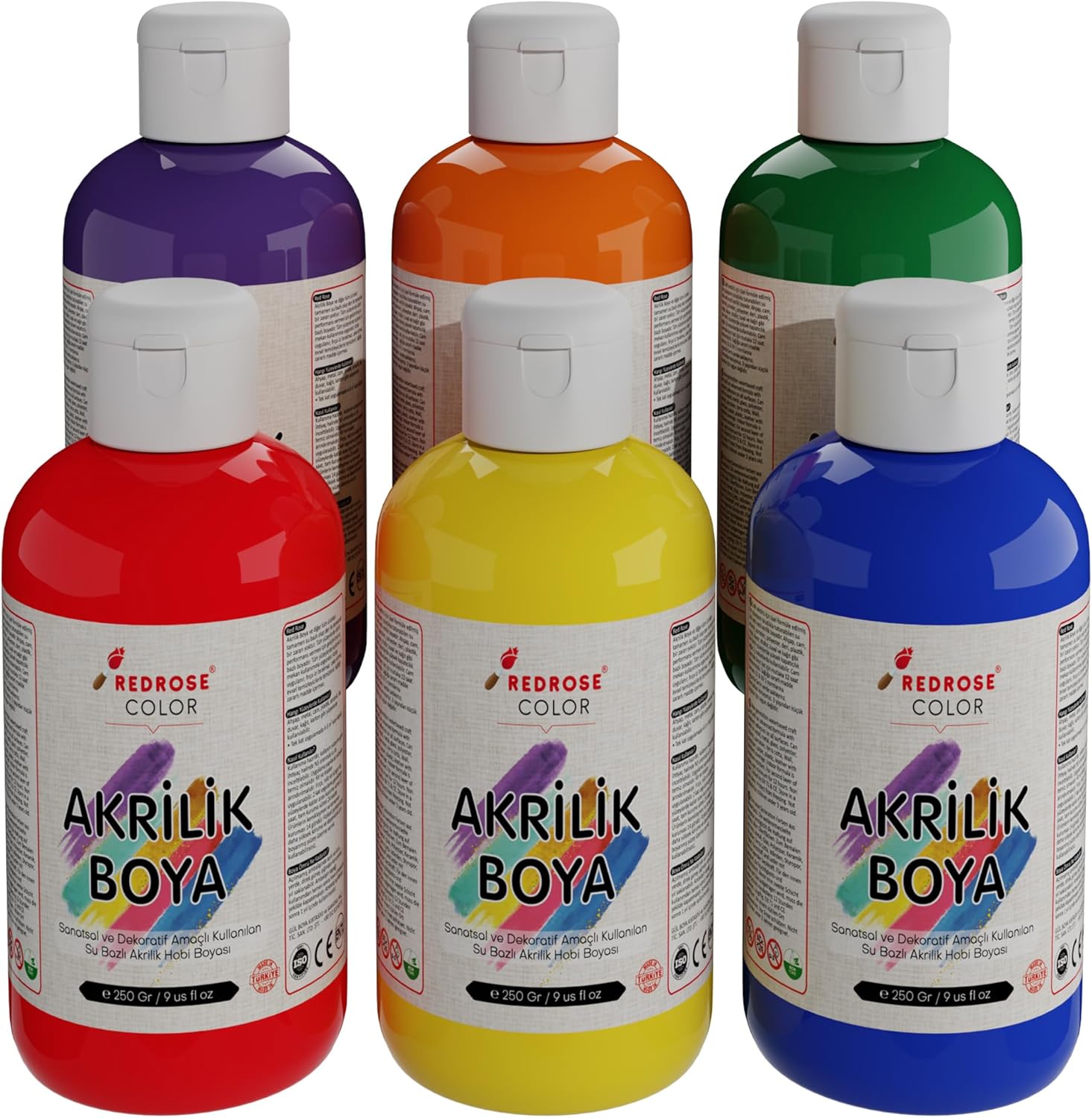 Ara Renkler Akrilik Boya 6'lı Set 6x250 gr