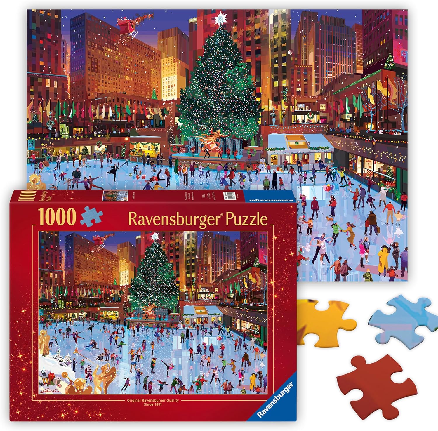 Rockefeller Center Joy 1000 Parça Yetişkinler için Tatil Yapbozu - 12000420 - El İşi Aletler, Almanya'da Üretilmiştir, Her Parça Birbirine Mükemmel Uyar