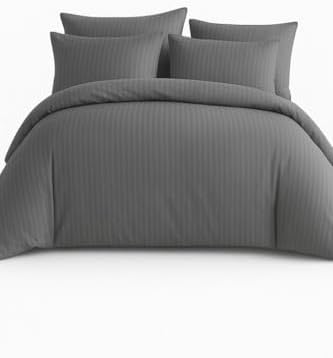 Çift Kişilik Çizgili Saten Nevresim Takımı%100 Pamuk 200x220 - Yumuşak Dokulu Lüks Nevresim Takımı - 4 Parça - Nevresim 200x220 cm, Çarşaf 240x260 cm, Yastık Kılıfı 50x70 cm (2 Adet)