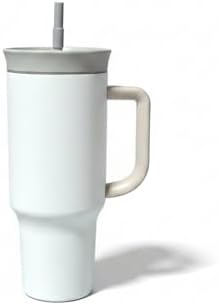1200 ml Pipetli ve Kulplu Çelik Termos - Yeşil ve Beyaz Renk Seçenekli Dev Boy Sıcak/Soğuk Tutucu Seyahat Bardağı (BEYAZ)