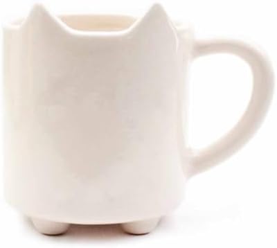 Miyav 03 El Yapımı 3D Krem Parlak Kupa - El Yapımı Seramik Kupa