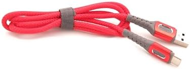 USB-A To Type-C, 5 Amper Şarj Ve Data Veri Kablosu, Örgülü ve Hızlı, Kırmızı, 1 Metre,