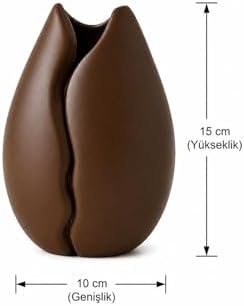 Kahve Çekirdeği Tasarımlı Dekoratif Vazo, Kahverengi, Mat Finish, 15 cm Yükseklik, 10 cm Genişlik, Modern Masaüstü Dekorasyon Objesi | PLA 3D Baskı - Görsel 3
