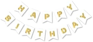 Beyaz Gold Happy Yaldızlı Banner Flama, 97658657634786854