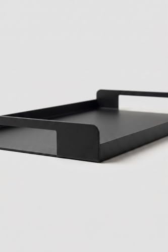 Metal Çay Tepsisi Siyah Sunum Tepsisi Servis Tepsisi Dikdörtgen Dekoratif Tepsi Kahve Çay Servis Tepsisi Mutfak Banyo Organizer Tepsi - Görsel 3