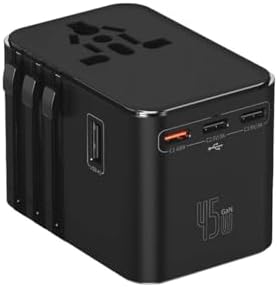 Universal Seyahat Priz Dönüştürücü Adaptör, 45W Şarj Cihazı, 2x Usb Girişi, 3x Type-C Girişi, Uluslararası Güç Adaptörü, US, UK, EU, AU Evrensel Uyum - Görsel 3
