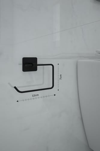 5’li Siyah Banyo Seti, Yapışkanlı ve Vidalı Montajlı, Uzun Havluluk, Halka Havluluk, Kare Havluluk, Solo Havlu Rulo Askısı ve Tuvalet Kağıdı Askısı - Görsel 3