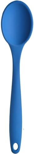 Silikon Servis ve Yemek Hazırlama Kaşığı, Yumuşak Uç, Komple Silikon, 27 cm, Mavi Kaşık, Yanmaz Yapışmaz, Tencere Çizmez, 1 Adet