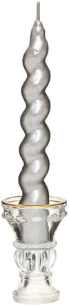 Yılbaşı 2'li Twirl Glow Gümüş Şamdan Mum Seti (18 cm)