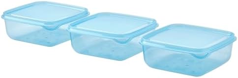 Plastik saklama kabı seti, mavi, 0,6 lt, 3 parça