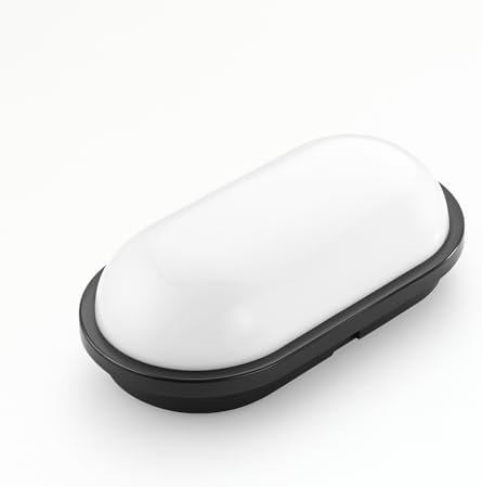 Alternative view of 15W Siyah IP65 Oval LED Tavan ve Duvar Lambası | 1500 Lümen Beyaz Işık | Su ve Toz Geçirmez Banyo Bahçe Balkon Aydınlatma Armatürü 220V