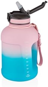 Alternative view of 1700ml Çift Renk Pipetli Taşıma Askılı Kulplu Softtouch Motivasyon Su Matarası SM-3067-PEMBETURKUAZ