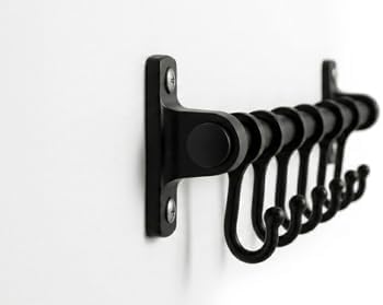 Alternative view of 6 Kancalı Duvar Askısı Siyah Metal Askılık – Yapışkanlı ve Vidalı Montaj Seçeneği, Çok Amaçlı Fincan Askısı, Mutfak Banyo Kapı Arkası Askılık, Havluluk, Anahtarlık Organizer 50 cm