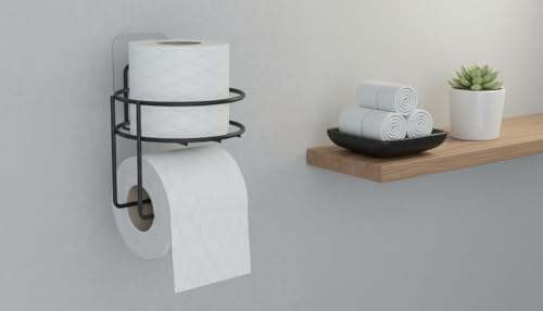 Yapışkanlı Tuvalet Kağıtlığı Tutacağı Askısı Mat Siyah Metal Tuvalet Kağıtlık Yuvarlak Model