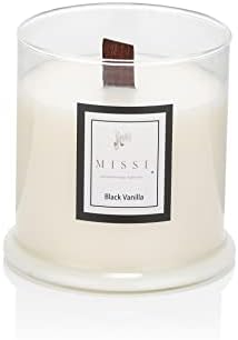 Üfleme Cam Ahşap Fitilli Black Vanilya Vegan Mum (140 gr) - Görsel 3