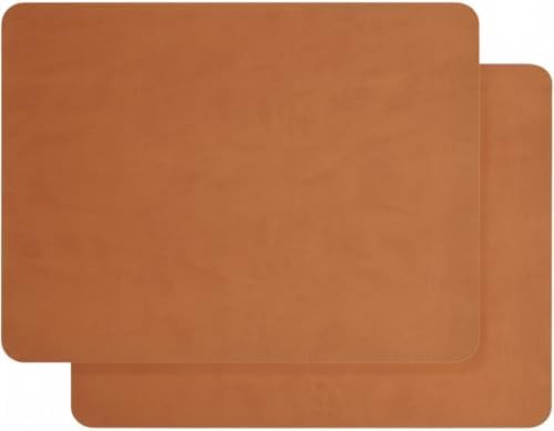 Alternative view of 2 Adet Amerikan Servis – 44x35 cm Taba Renk Suni Deri Masa Altlığı, Su Geçirmez, Kaymaz, Isıya Dayanıklı Şık Sofra ve Masa Koruyucu Placemat Seti