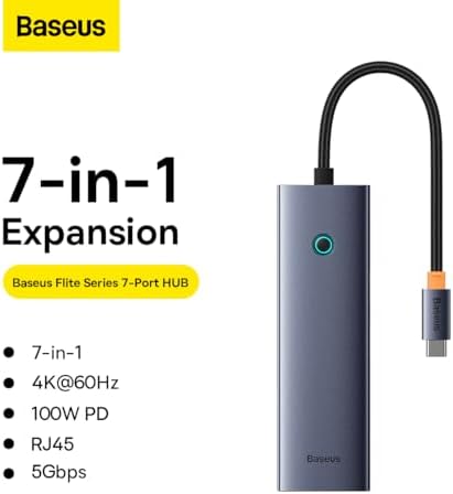 7w1 UltraJoy 7 Bağlantı Noktalı Hub (USB-C'den 1xHDMI4K@30Hz+2xUSB 3.0+1xPD+RJ45+SD/TF3.0)