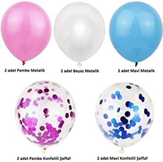 Cinsiyet Partisi Girl Boy Mavi Pembe Konfetili Balon Demeti