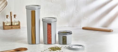 Alternative view of 1,8 L 1,2 L 0,6 L 3’lü Saklama Kabı Seti Erzak Kabı Kuru Bakliyat Saklama Seti Şeffaf Kapaklı Mutfak Organizer Gıda Saklama Kabı