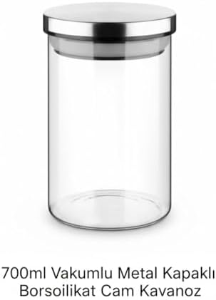 1 Adet 700ml Vakumlu Metal Kapaklı Borosilikat Cam Kavanoz (8.5cm*15cm) - Görsel 3