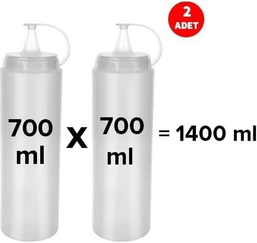2 Adet Sos Şişesi 700 Ml Plastik Yağlık Sirkelik Ketçap Mayonez Sızdırmaz Sosluk Yağdanlık - Görsel 3