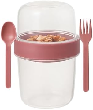Pembe Saklama Kabı – 2 Katlı Taşınabilir Yemek Kabı, Kaşık ve Çatal Dahil 18x10 cm - Görsel 2