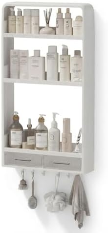 Alternative view of Premium Yapışkanlı Duvar Rafı Organizer, Banyo Mutfak Rafı, 70x40x10 cm, Çekmeceli, Kancalı, Suya Dayanıklı, Delme Gerektirmez