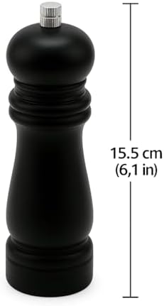 Ahşap Tuz ve Karabiber Öğütücü | 15.5 cm Siyah Bambu Baharat Değirmeni | Ayarlanabilir Seramik Öğütücü Mekanizma | Şık ve Dayanıklı Mutfak Aksesuarı